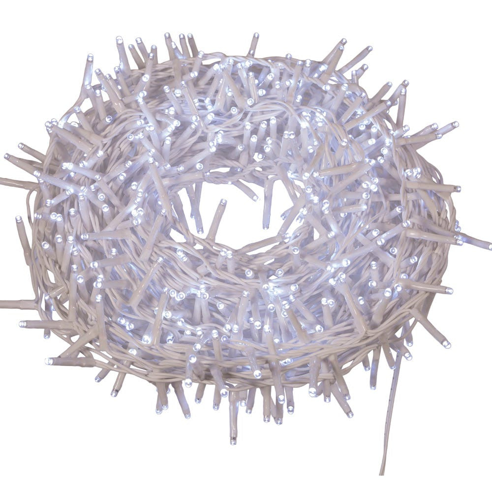 49' 600L Cool White 3MM LED Multifunction Rice Lights With White Wire On Spool