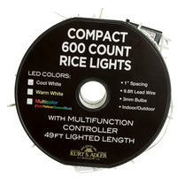 49' 600L Cool White 3MM LED Multifunction Rice Lights With White Wire On Spool