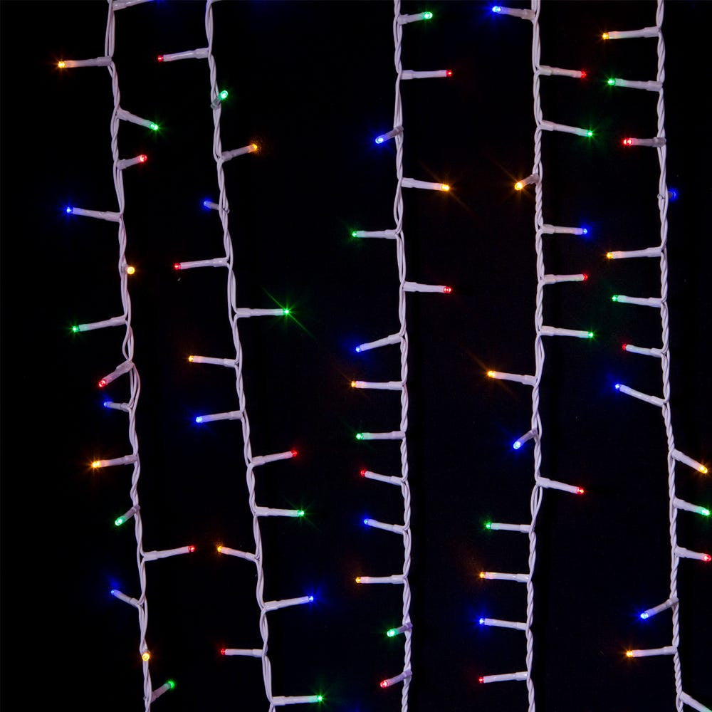 49' 600L Multicolor 3MM LED Multifunction Rice Lights With White Wire On Spool