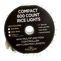 49' 600L Multicolor 3MM LED Multifunction Rice Lights With White Wire On Spool