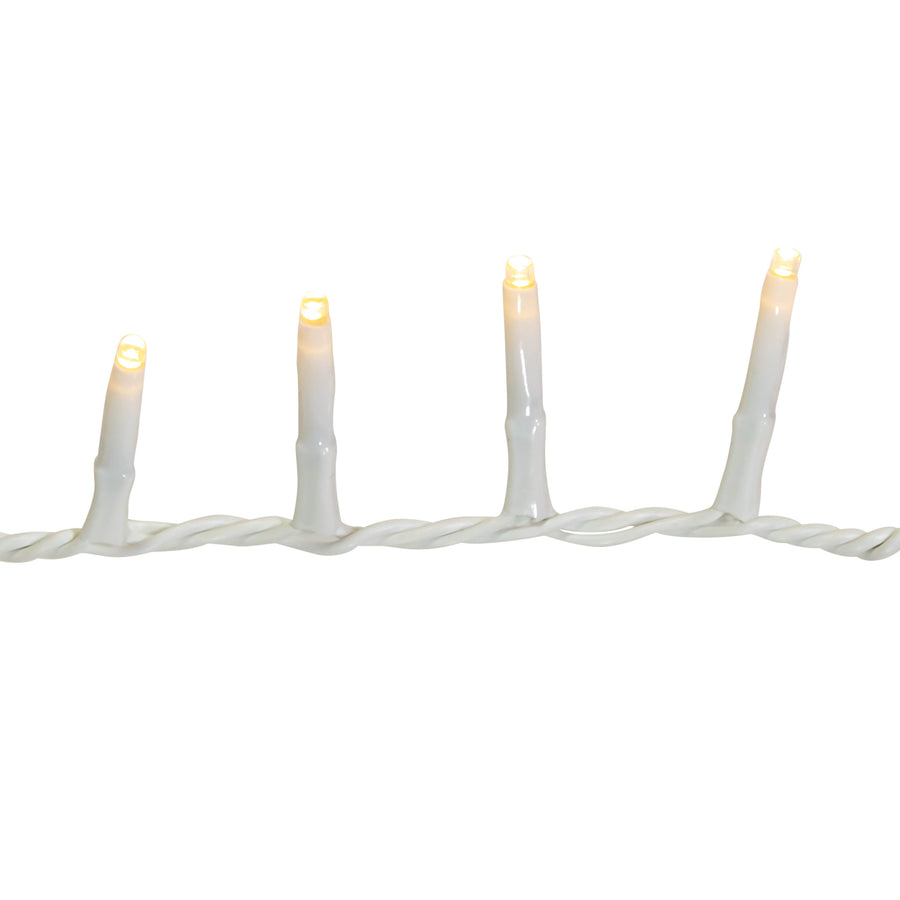 49' 600L Warm White 3MM LED Multifunction Rice Lights With White Wire On Spool