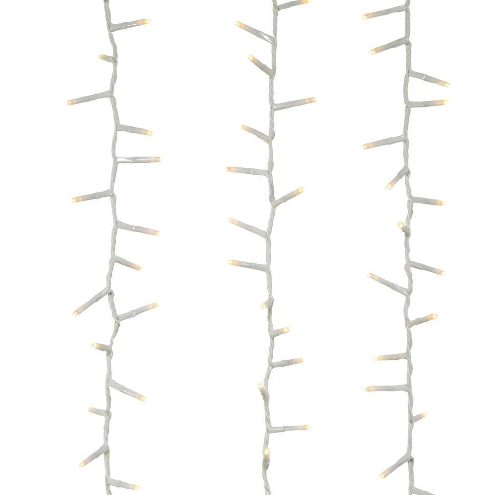 49' 600L Warm White 3MM LED Multifunction Rice Lights With White Wire On Spool