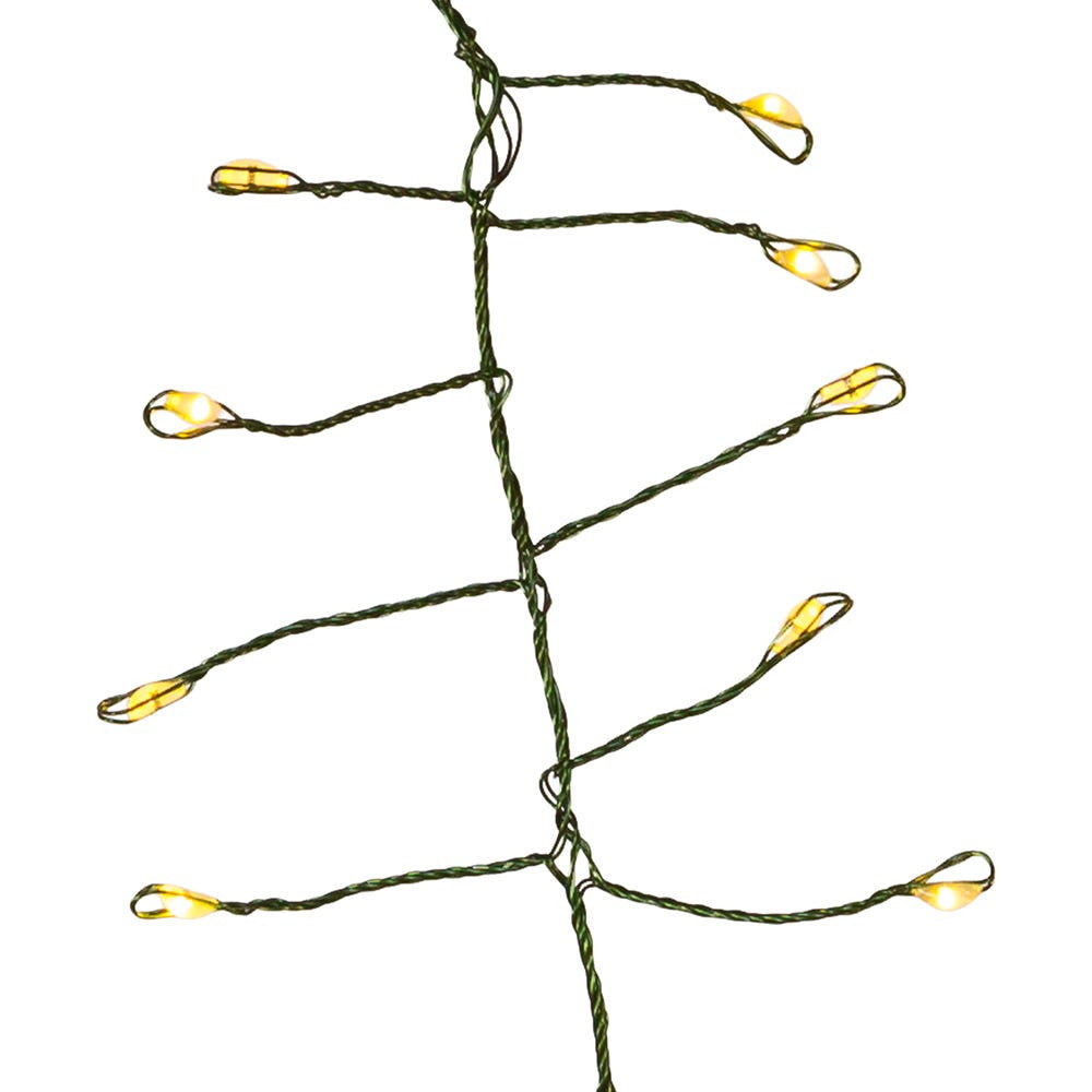 8' 240L Classic White Fairy Twinkle LED Green Wire Cluster Garland
