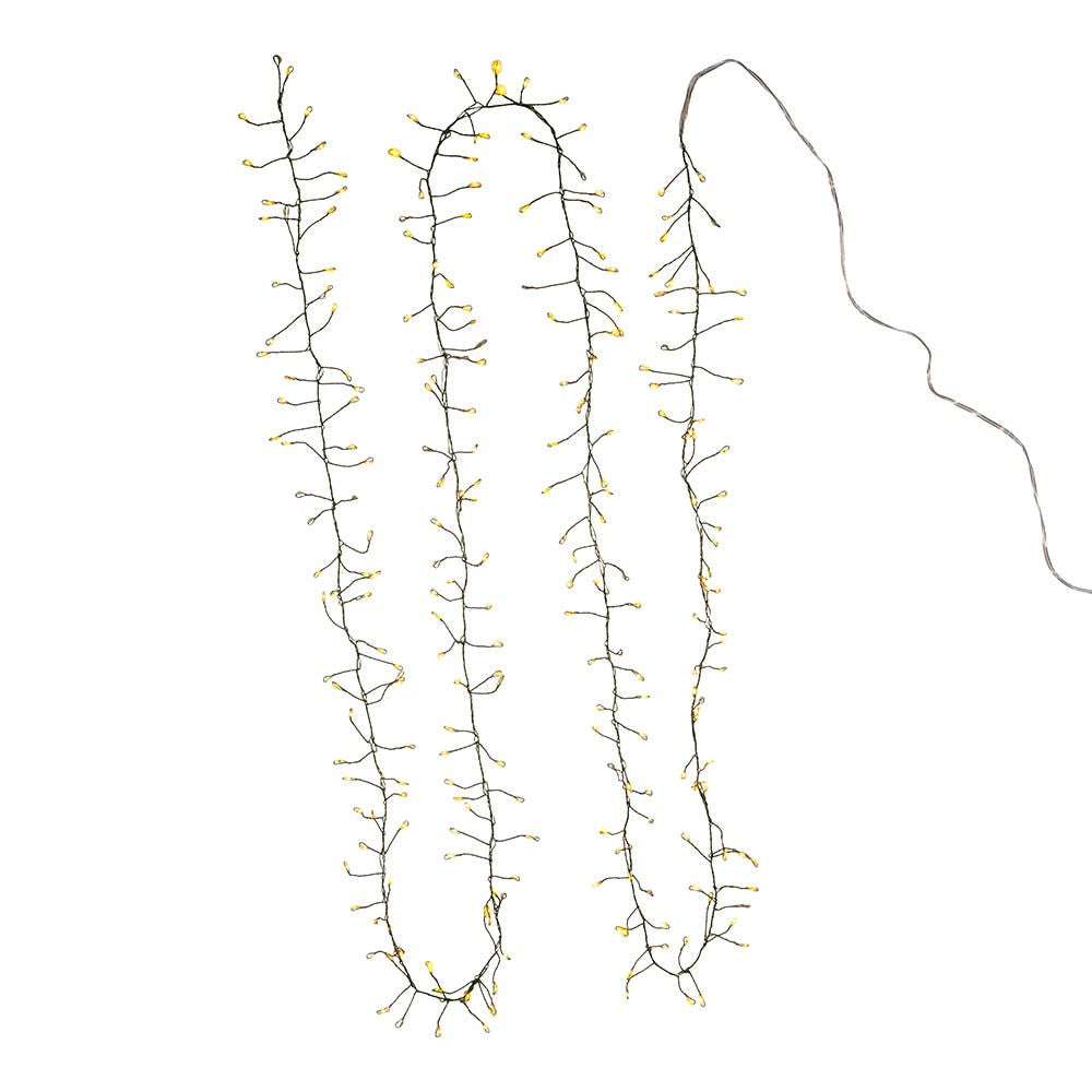 8' 240L Classic White Fairy Twinkle LED Green Wire Cluster Garland