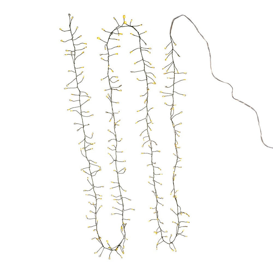8' 240L Classic White Fairy Twinkle LED Green Wire Cluster Garland