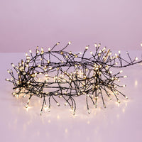 8' 240L Warm White Fairy Twinkle LED Green Wire Cluster Garland