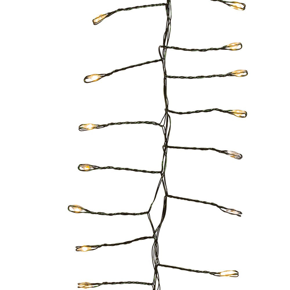 8' 240L Warm White Fairy Twinkle LED Green Wire Cluster Garland