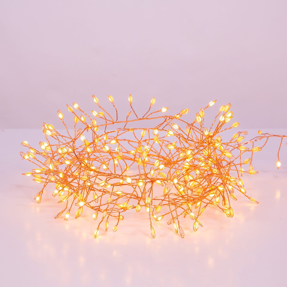 9.8' 300L Classic White Superbright Twinkle LED Copper Wire Cluster Garland