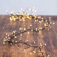 9.8' 300L Warm White Superbright Twinkle LED Green Wire Cluster Garland