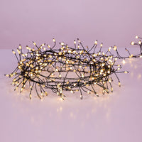 9.8' 300L Warm White Superbright Twinkle LED Green Wire Cluster Garland