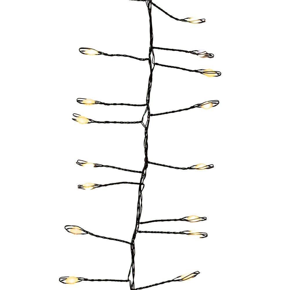 9.8' 300L Warm White Superbright Twinkle LED Green Wire Cluster Garland