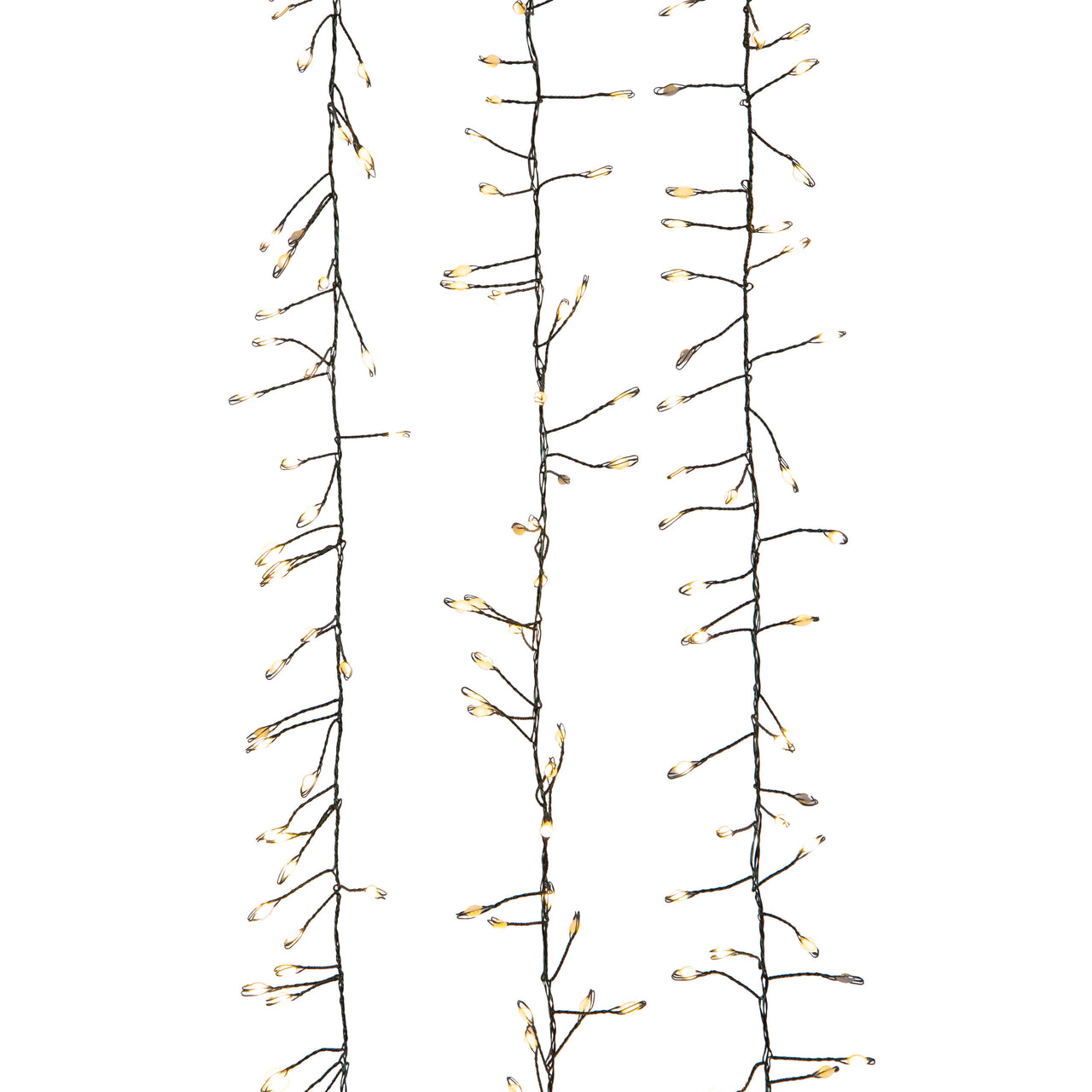 9.8' 300L Warm White Superbright Twinkle LED Green Wire Cluster Garland