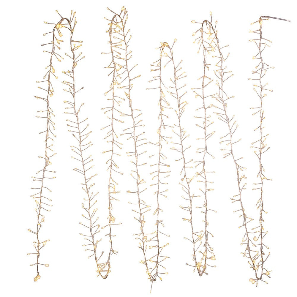 24' 720L Warm White Fairy Twinkle LED Silver Wire Cluster Garland