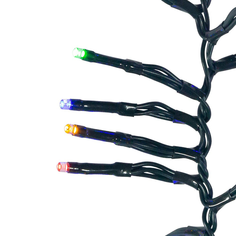 16' 480L Multicolor 3MM LED Multifunction Cluster Garland With Green Wire