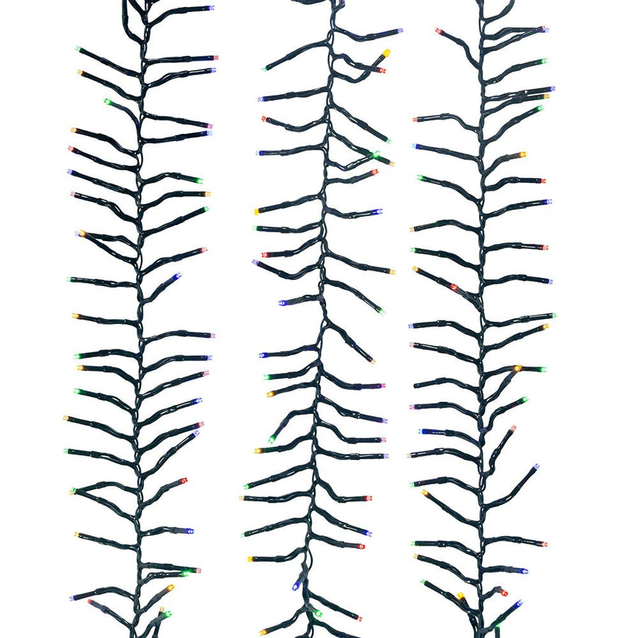 16' 480L Multicolor 3MM LED Multifunction Cluster Garland With Green Wire