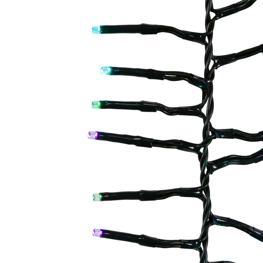 16' 480L RGB 3MM LED Cluster Garland With Green Wire