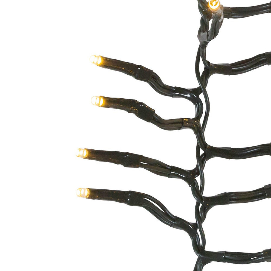 16' 480L Warm White 3MM LED Multifunction Cluster Garland With Green Wire