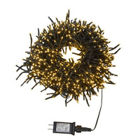 16' 480L Warm White 3MM LED Multifunction Cluster Garland With Green Wire