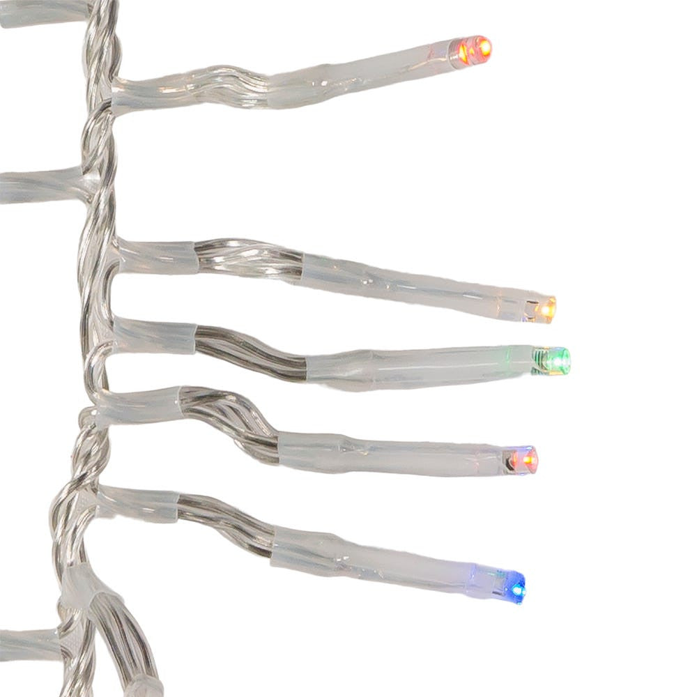 16' 480L Multicolor 3MM LED Multifunction Cluster Garland With Clear Wire