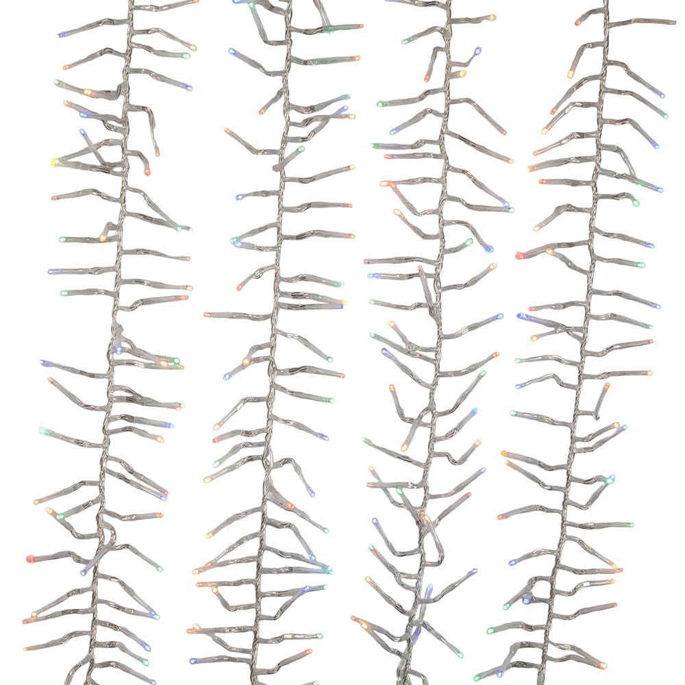 16' 480L Multicolor 3MM LED Multifunction Cluster Garland With Clear Wire