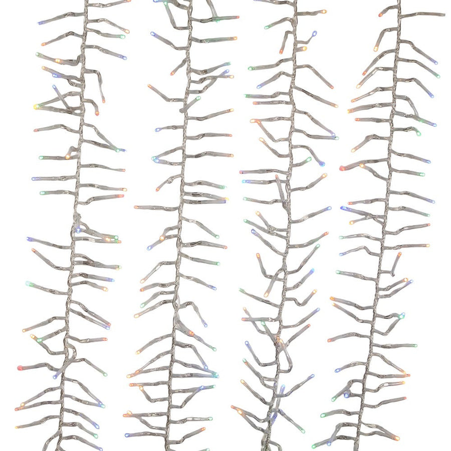 16' 480L Multicolor 3MM LED Multifunction Cluster Garland With Clear Wire