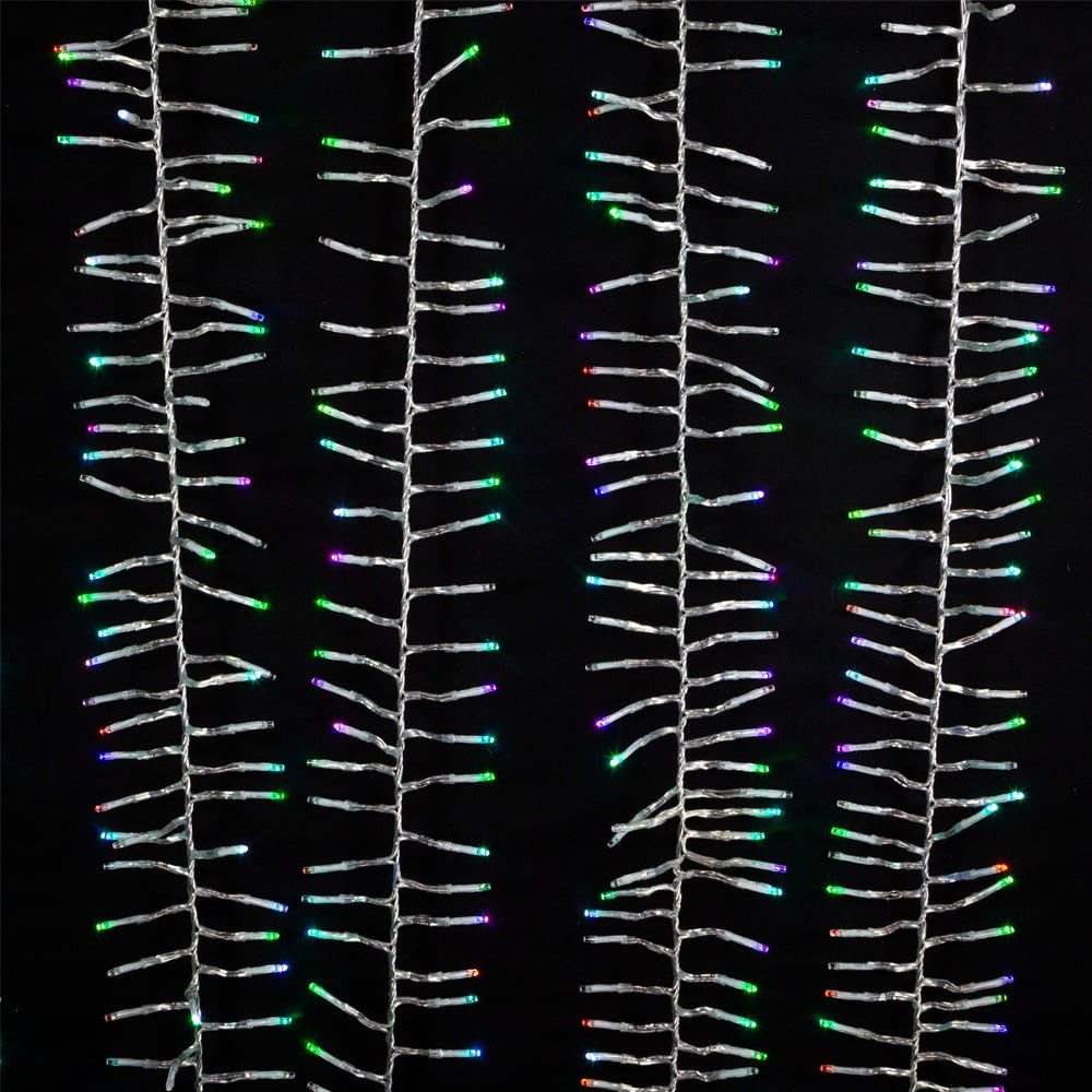 16' 480L RGB 3MM LED Twinkle Cluster Garland With Clear Wire