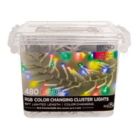16' 480L RGB 3MM LED Twinkle Cluster Garland With Clear Wire