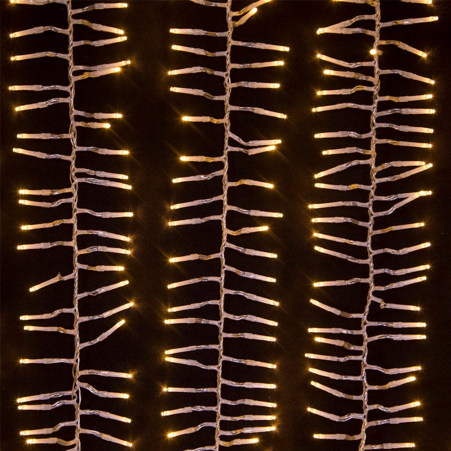 16' 480L Warm White 3MM LED Multifunction Cluster Garland With White Wire