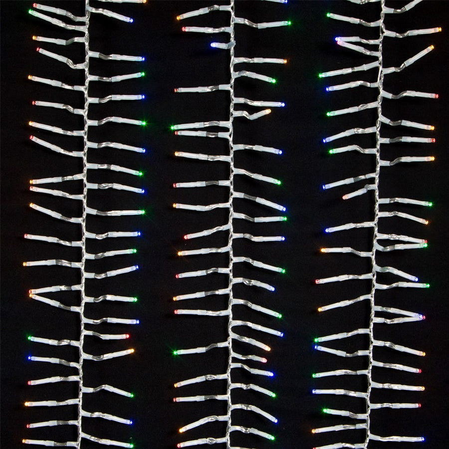 33' 1,000L Multicolor 3MM LED Multifunction Cluster Garland With Clear Wire