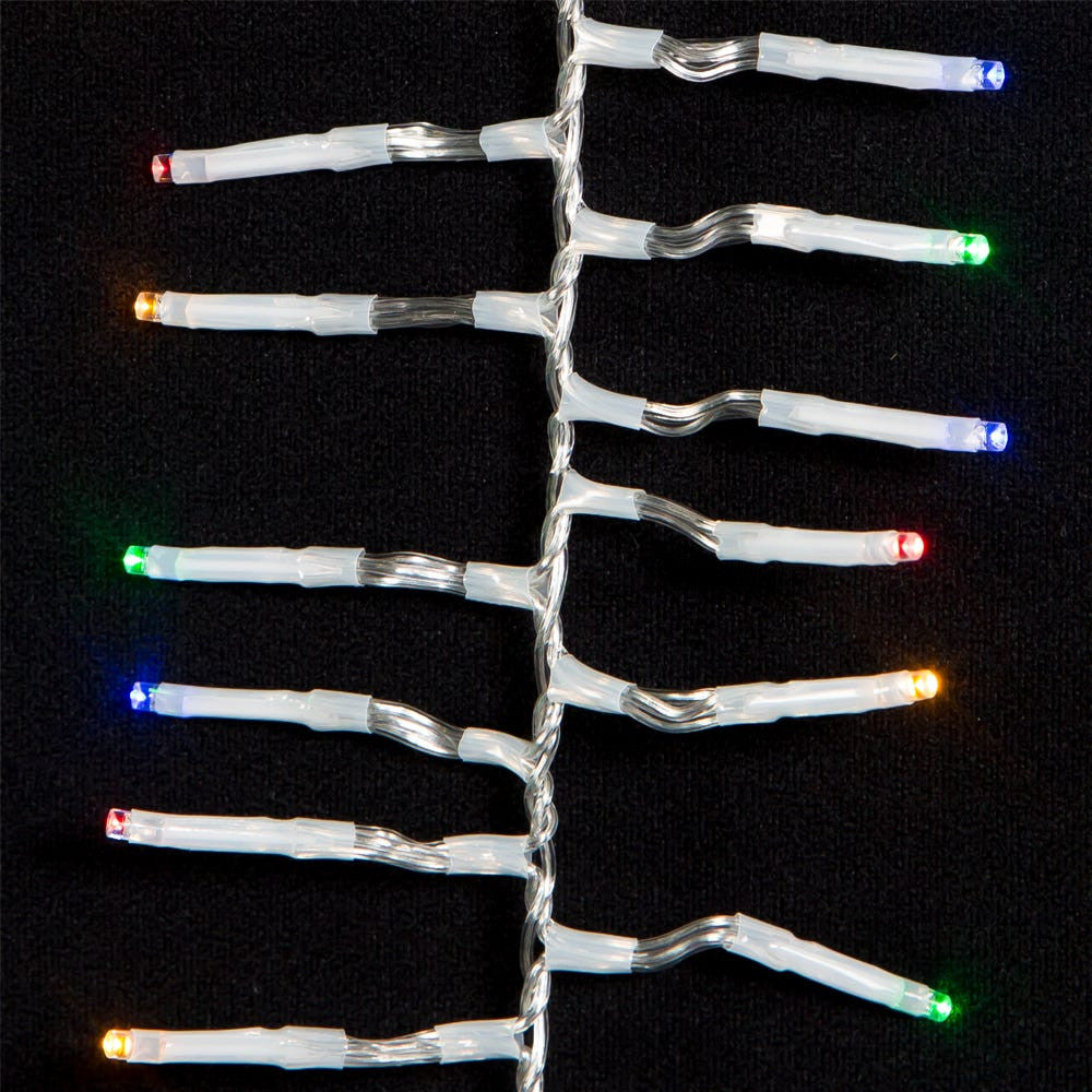 33' 1,000L Multicolor 3MM LED Multifunction Cluster Garland With Clear Wire