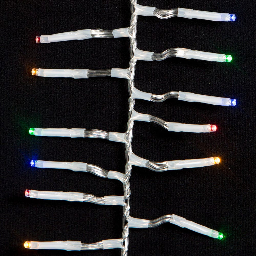 33' 1,000L Multicolor 3MM LED Multifunction Cluster Garland With Clear Wire