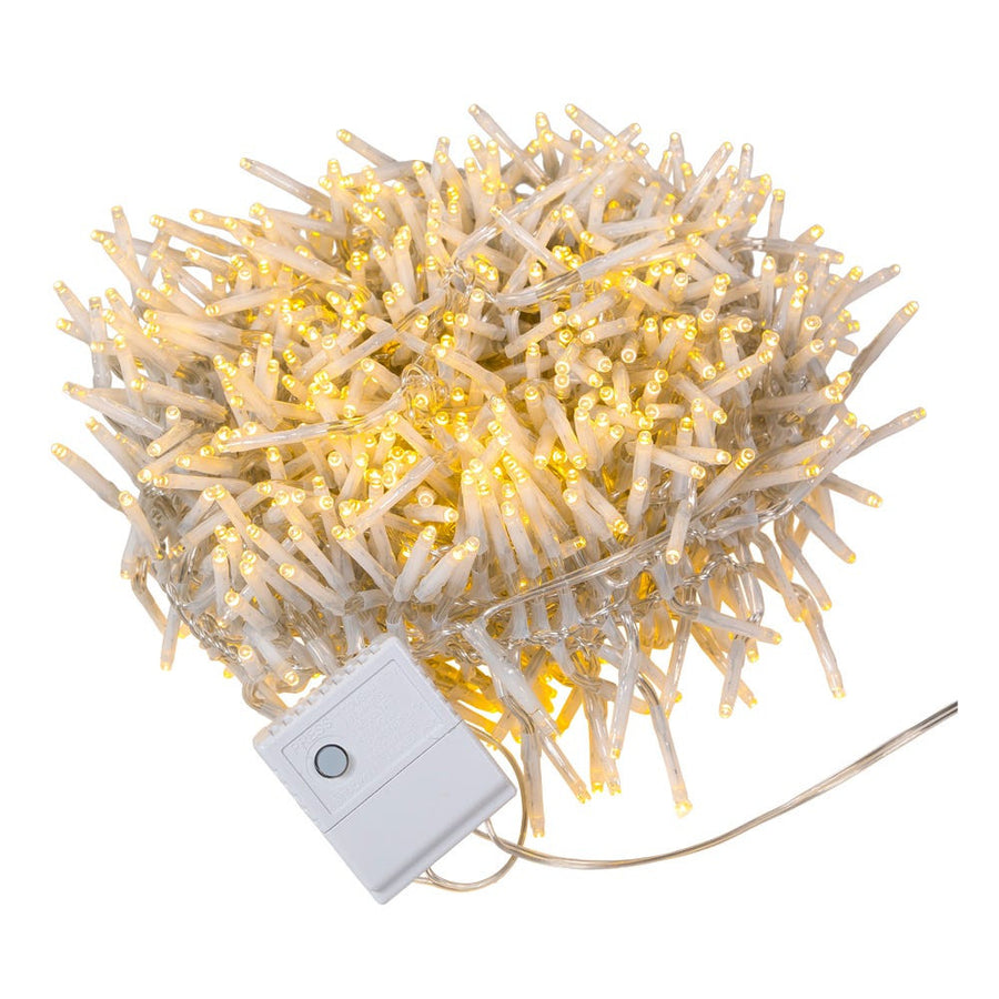 33' 1,000L Warm White 3MM LED Multifunction Cluster Garland With Clear Wire