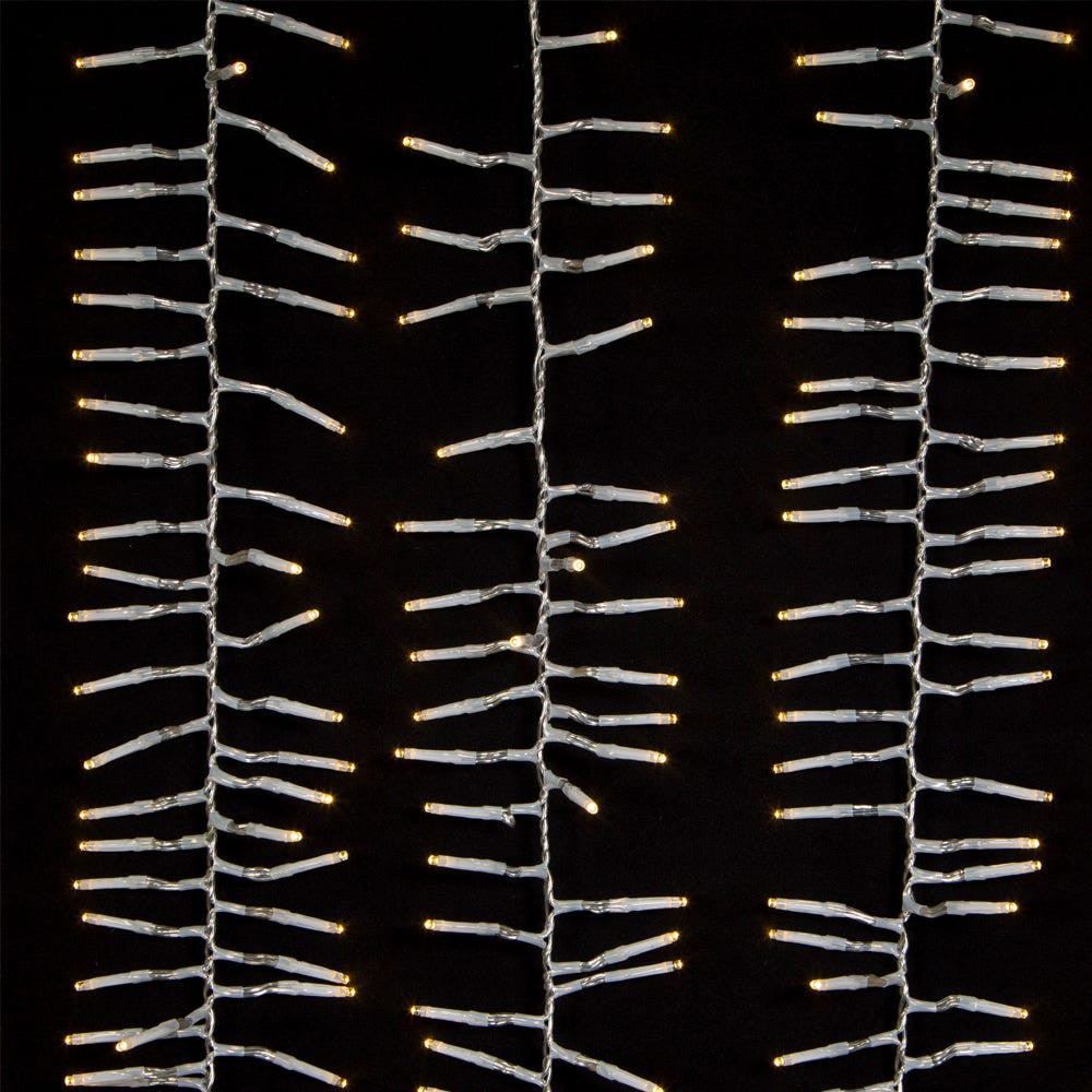33' 1,000L Warm White 3MM LED Multifunction Cluster Garland With Clear Wire