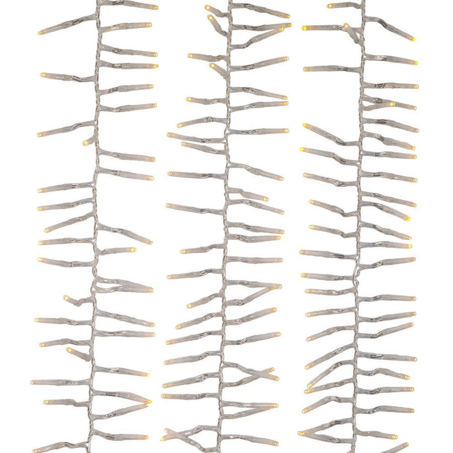 33' 1,000L Warm White 3MM LED Multifunction Cluster Garland With Clear Wire