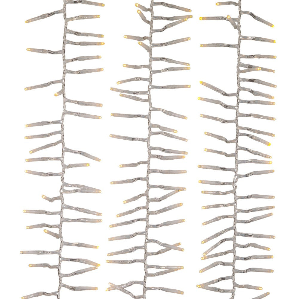 33' 1,000L Warm White 3MM LED Multifunction Cluster Garland With Clear Wire