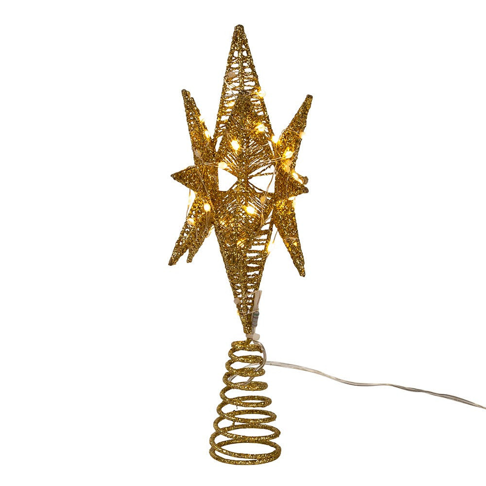 11" 60L Warm White Twinkling Superbright LED Gold Starburst Treetop