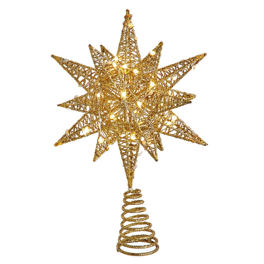 11" 60L Warm White Twinkling Superbright LED Gold Starburst Treetop