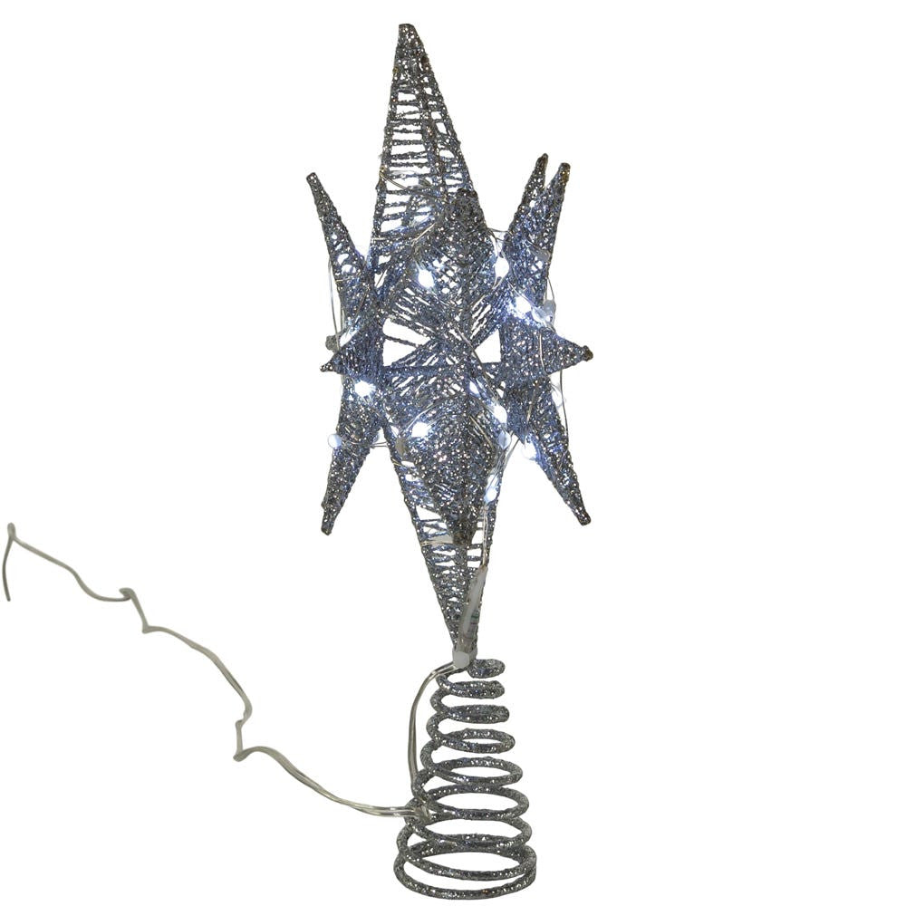 11" 60L Cool White Twinkling Superbright LED Silver Starburst Treetop