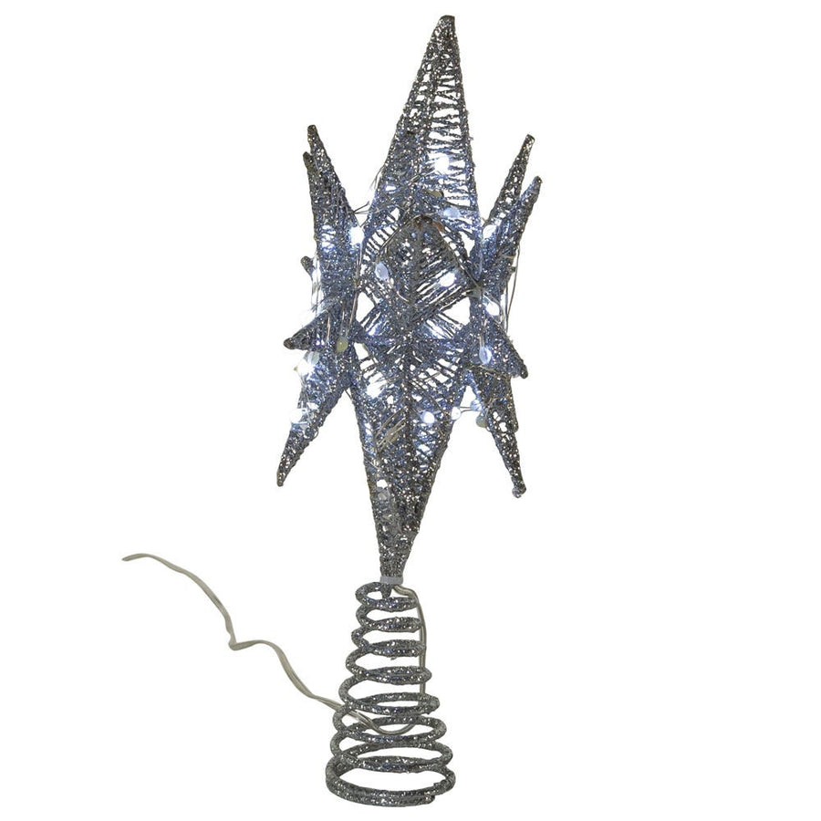11" 60L Cool White Twinkling Superbright LED Silver Starburst Treetop