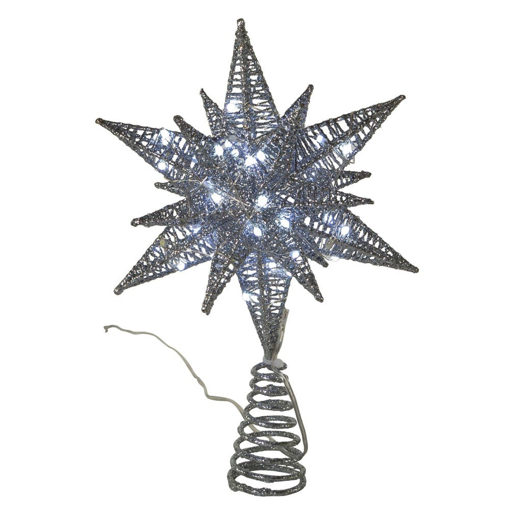 11" 60L Cool White Twinkling Superbright LED Silver Starburst Treetop