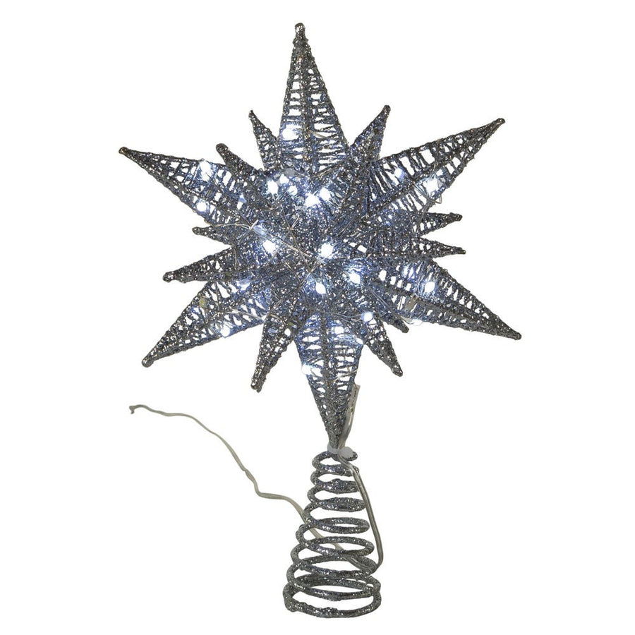 11" 60L Cool White Twinkling Superbright LED Silver Starburst Treetop