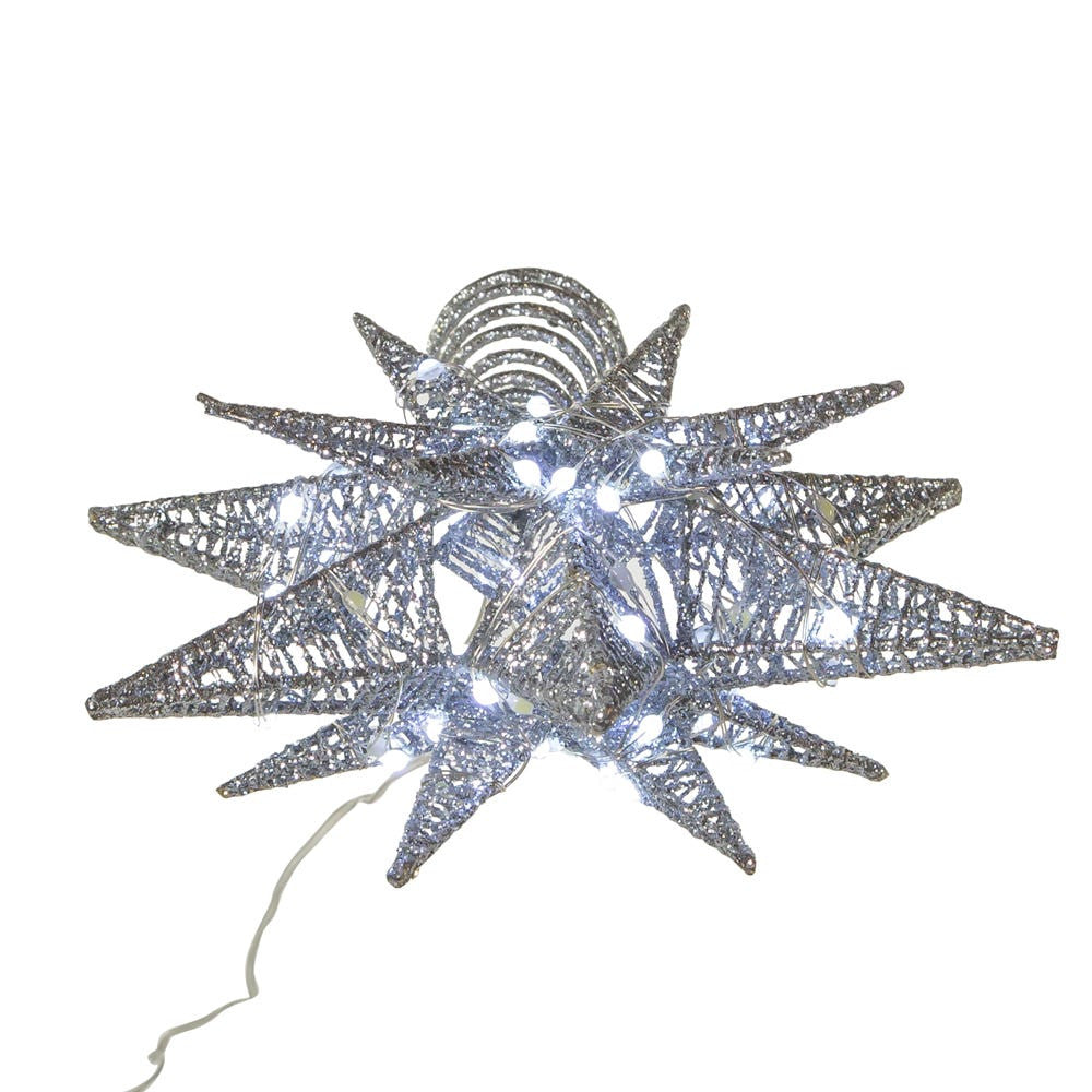 11" 60L Cool White Twinkling Superbright LED Silver Starburst Treetop