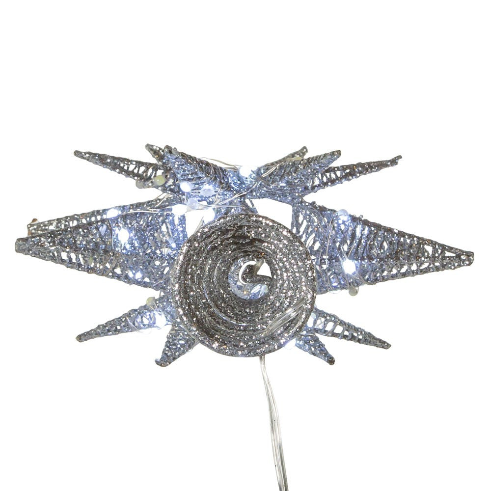 11" 60L Cool White Twinkling Superbright LED Silver Starburst Treetop