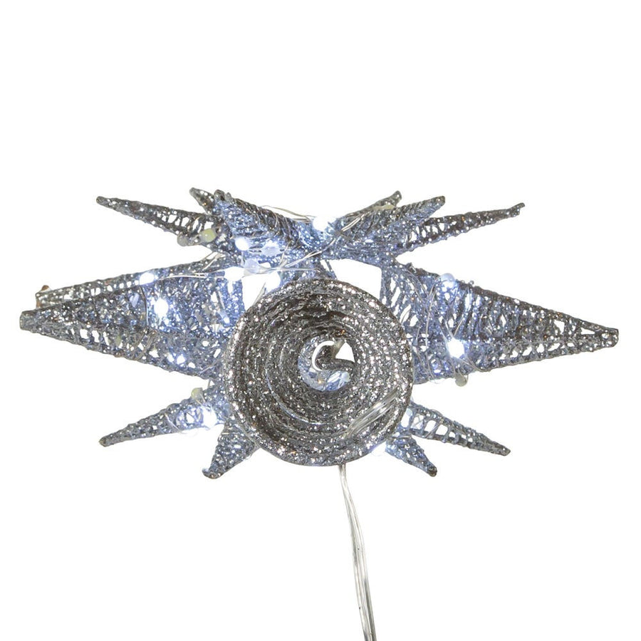 11" 60L Cool White Twinkling Superbright LED Silver Starburst Treetop