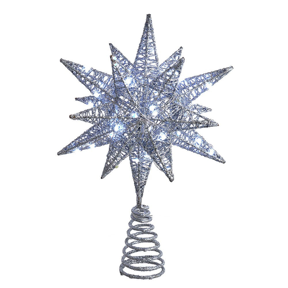 11" 60L Cool White Twinkling Superbright LED Silver Starburst Treetop