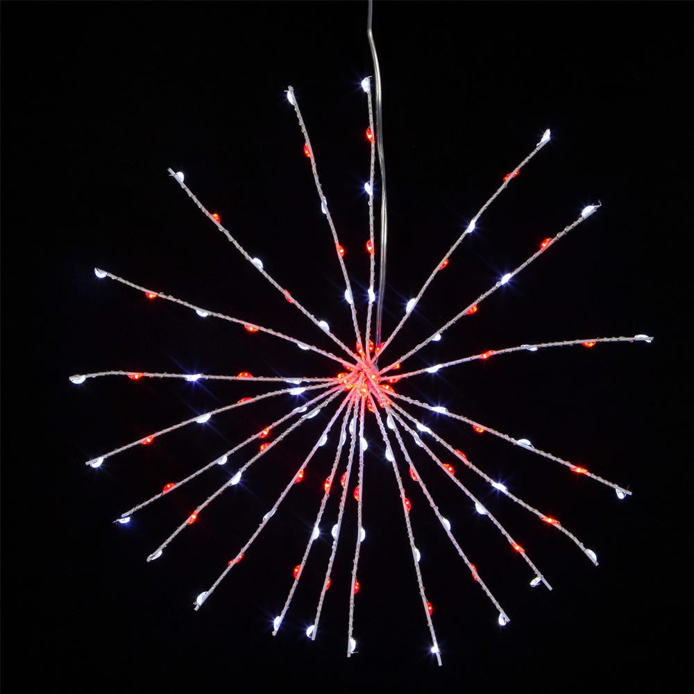 12" 120L Red & Pure White Fairy LED 3D Starburst Light