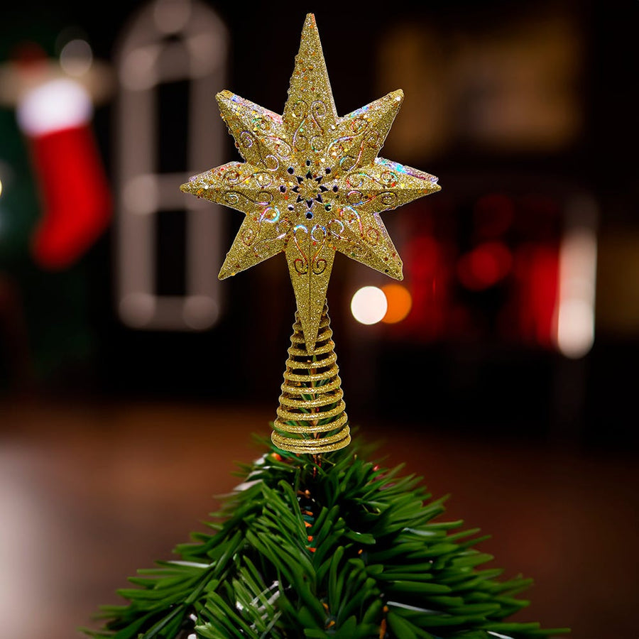13.4" Gold Glitter Polaris Star Projector Treetop