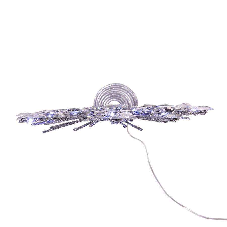 11.75" 18L Cool White LED Silver Glittered Snowflake Treetop