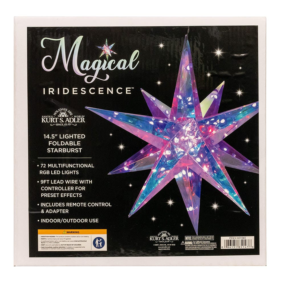 14.5" 72L RGB LED Magical Iridescence Holographic Foldable Starburst + Remote