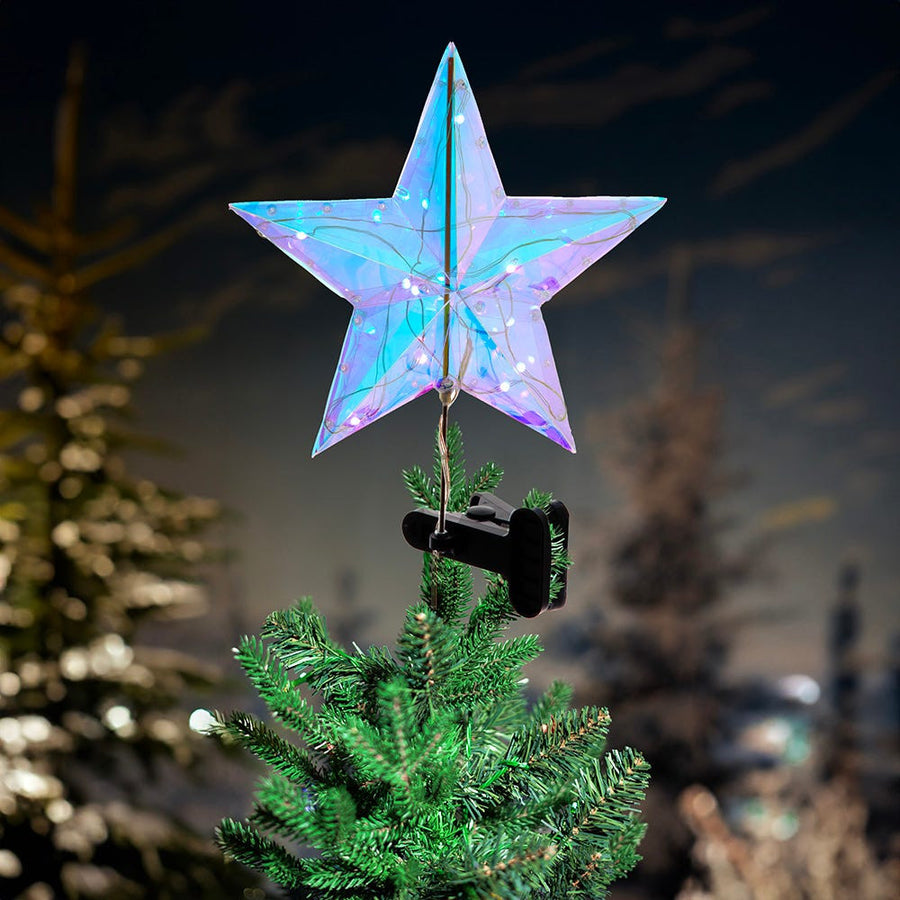 13.25" 15L RGB LED Magical Iridescence Holographic Star Treetop + Remote